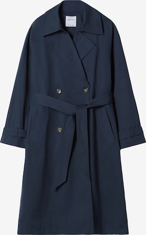 Bershka Between-Seasons Coat in Blue: front