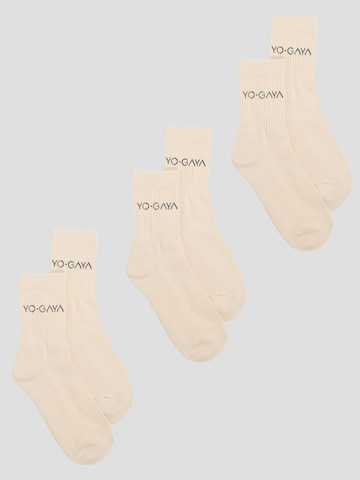 YO-GAYA Athletic Socks 'Socks - 3-Pack' in Beige: front