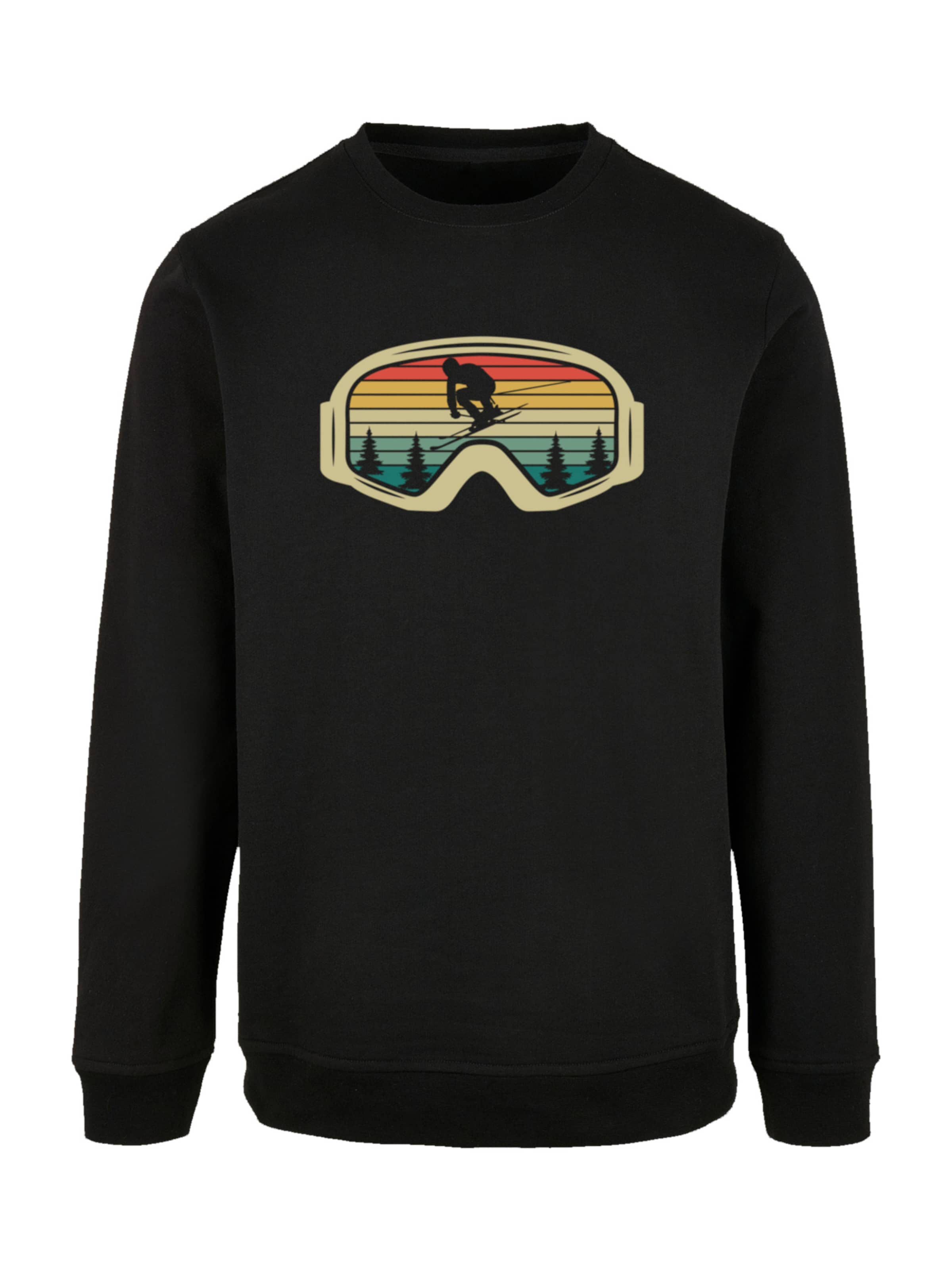 F4NT4STIC Sweatshirt 'Retro Skibrille Wintersport' in Black: front