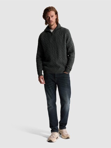 CAST IRON Tröja 'Pullover with half-zip and allover texture' i grå
