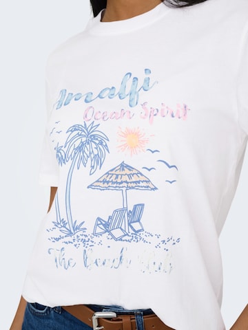 ONLY T-Shirt 'ONLLUCY MONJA' in Weiß