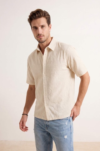 Trendyol Regular fit Button Up Shirt in Beige: front