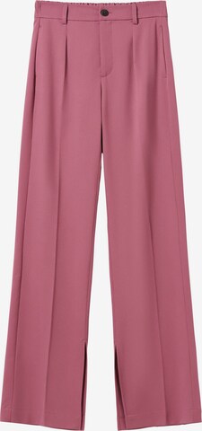 Bershka Wide leg Pleat-Front Pants in Pink: front