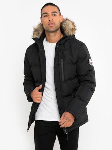 Threadbare Winter Jacket 'Arnwood' in Black: front