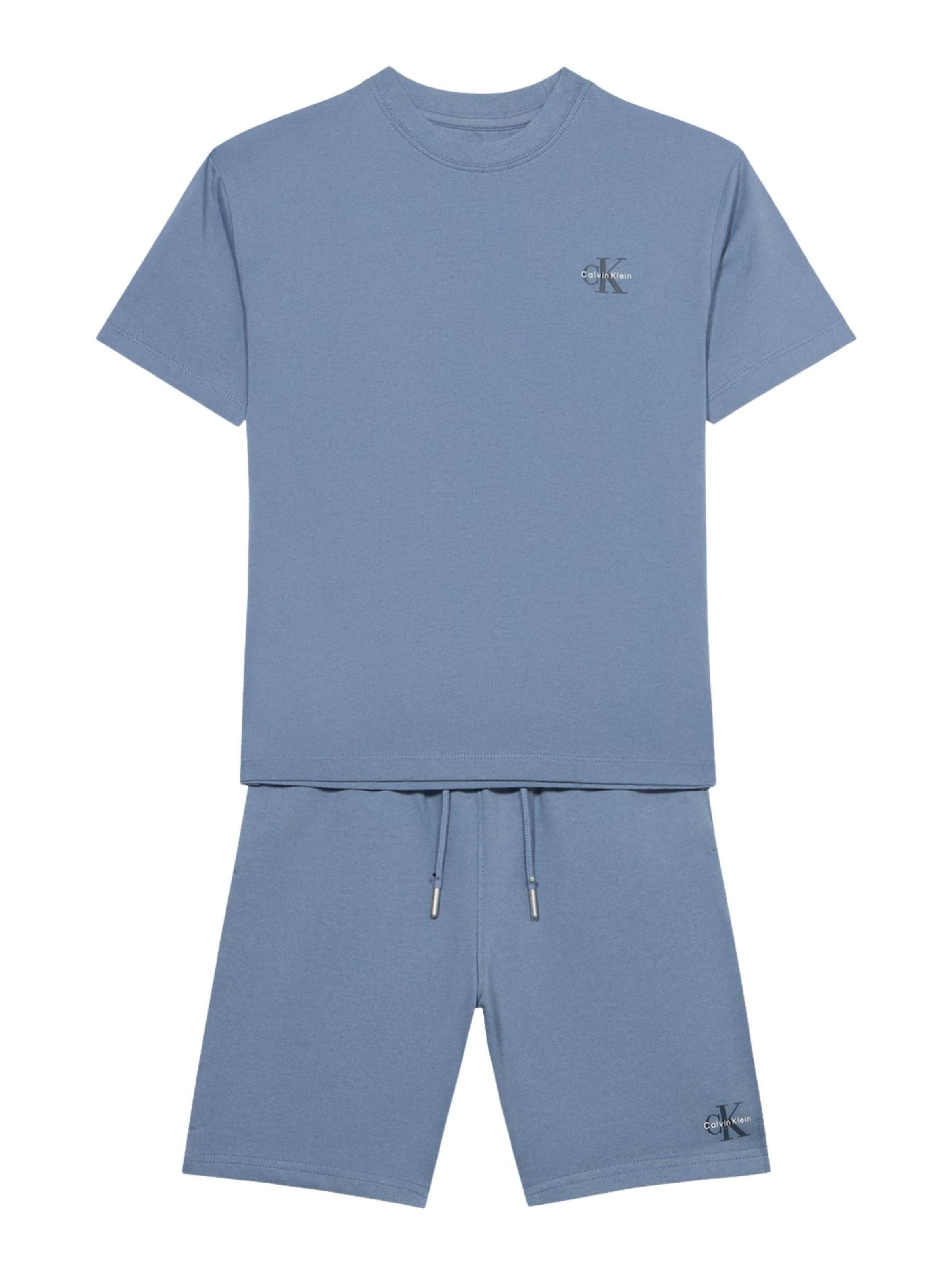 Calvin Klein Kids Set 'CALVIN KLEIN  JEANS kids 2PC KNIT SHORT SET Completi' i blå: framsida