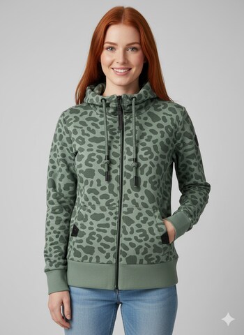 Ragwear Zip-Up Hoodie in Green: front