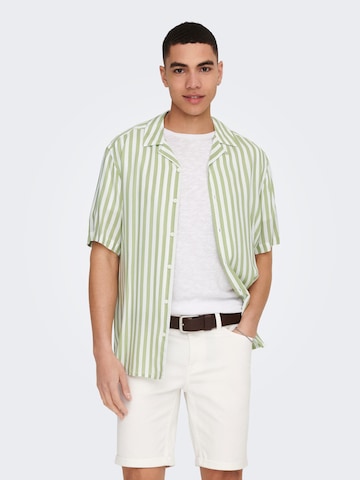 Only & Sons Comfort fit Button Up Shirt 'Wayne' in Green: front