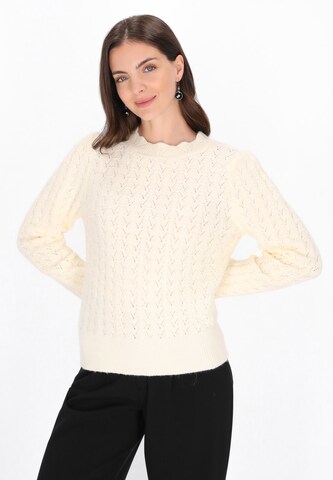 Pull-over usha BLACK LABEL en blanc : devant