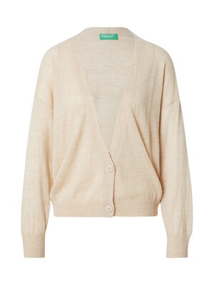Cardigan Court Femme Benetton - Manches Courtes, Col Rond, Motif Trous, 100% Coton | Style Décontracté