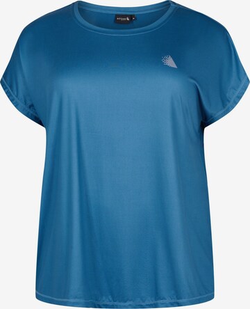 Active by Zizzi Shirt 'Abasic' in Blauw: voorkant