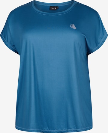 Active by Zizzi Shirt 'Abasic' in Blauw: voorkant