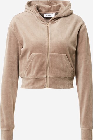 Veste de survêtement 'Juno' WEEKDAY en beige : devant