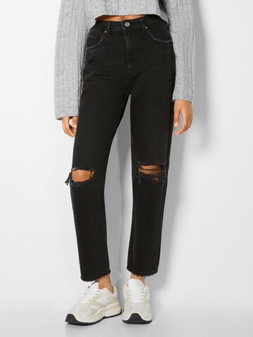 Bershka Regular Jeans in Black: front