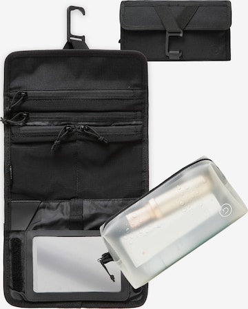 Trousses de toilette 'Faltbare Kulturtasche für Damen & Herren – Kulturbeutel zum Aufhängen, Flache Waschtasche & Kosmetiktasche klein, Duschtasche Camping mit 1 Liter Beutel Flugzeug Handgepäck' TRAVEL DUDE en noir : devant