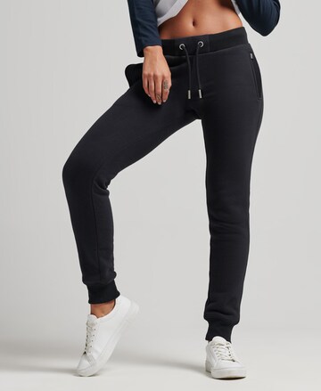 Superdry Tapered Pants in Black: front