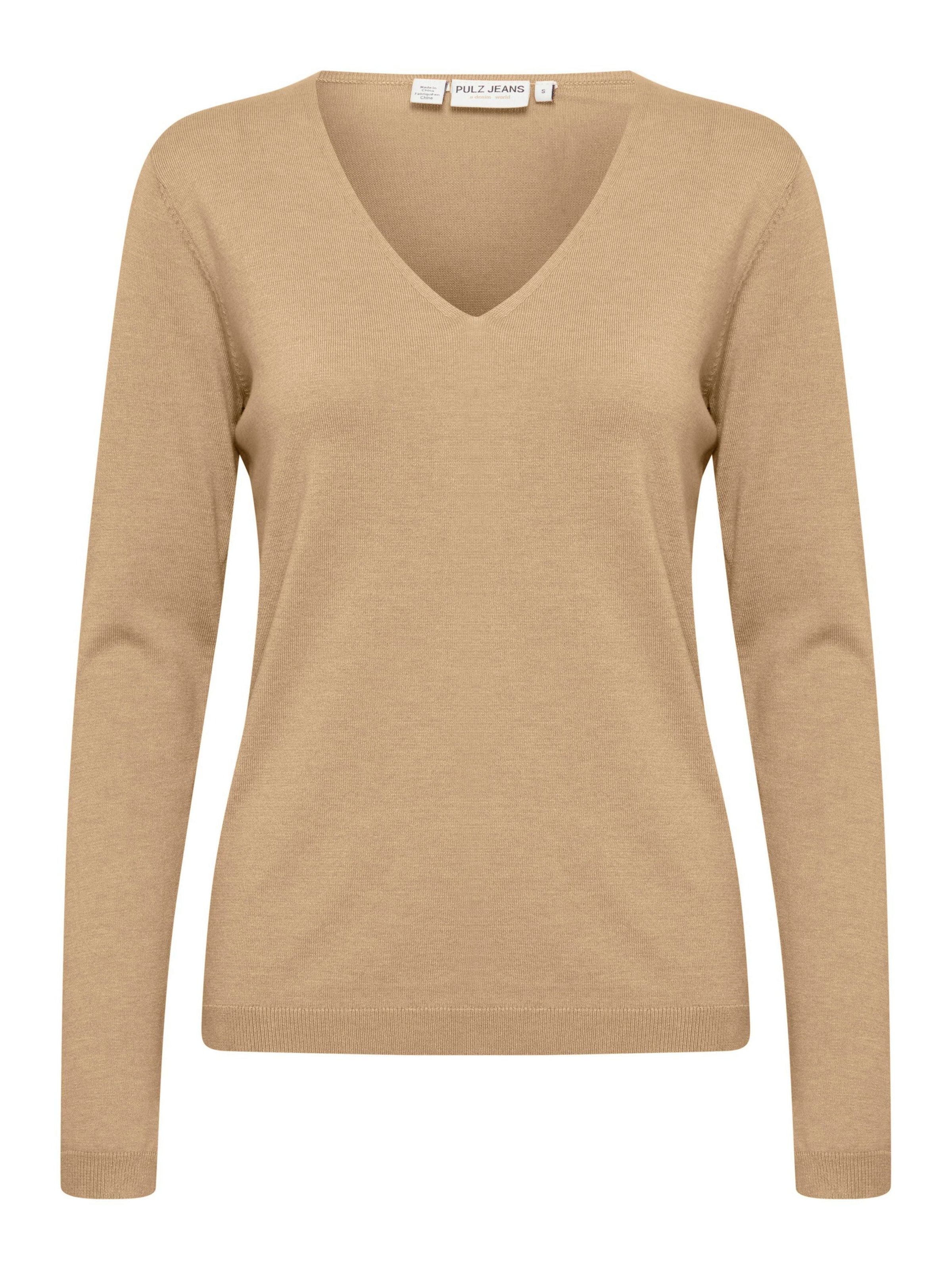 PULZ Jeans Pullover 'PZSara' in Beige: Vorderseite