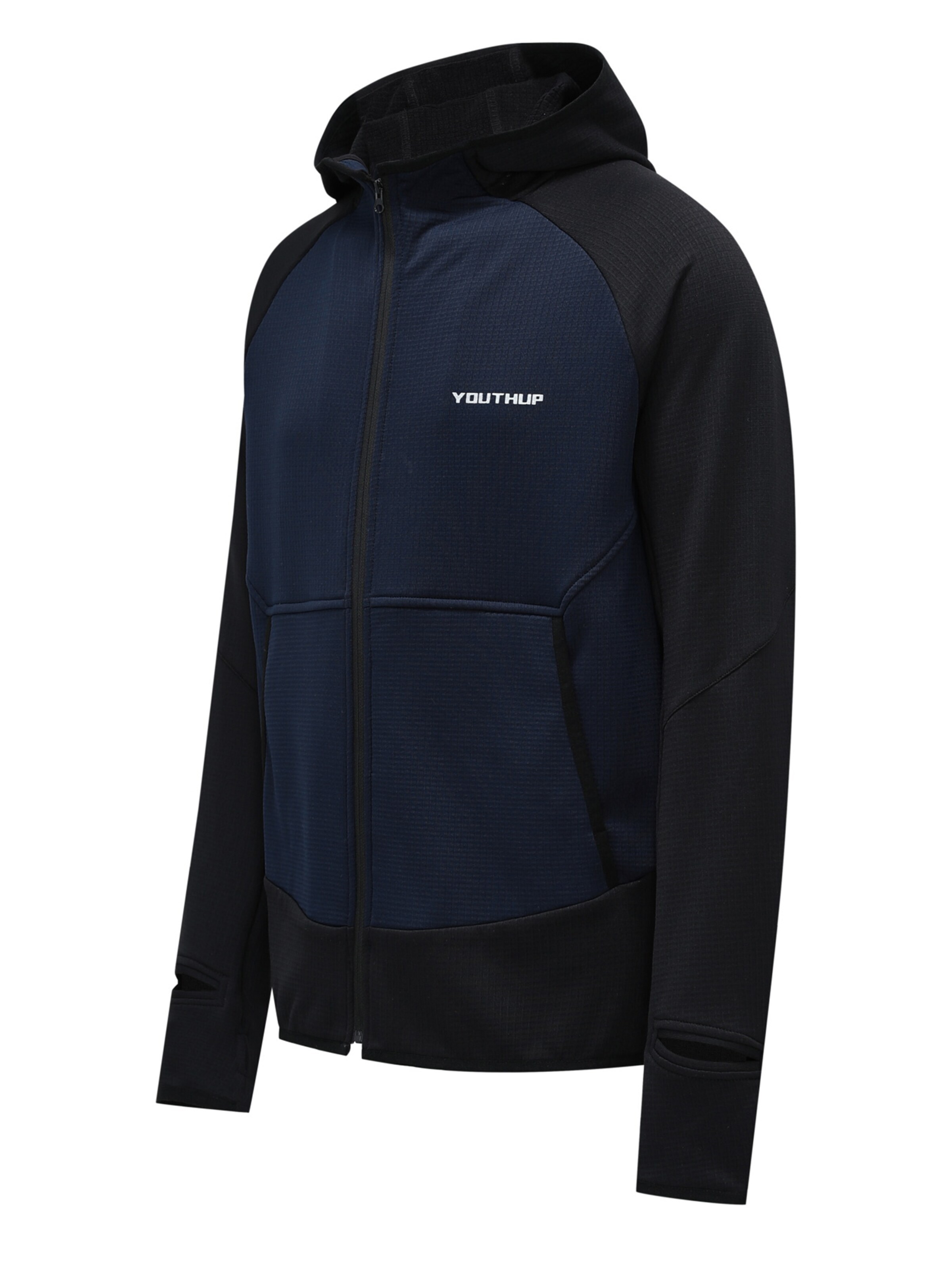 YOUTHUP Athletic Jacket 'UHRENFENSTER' in Blue