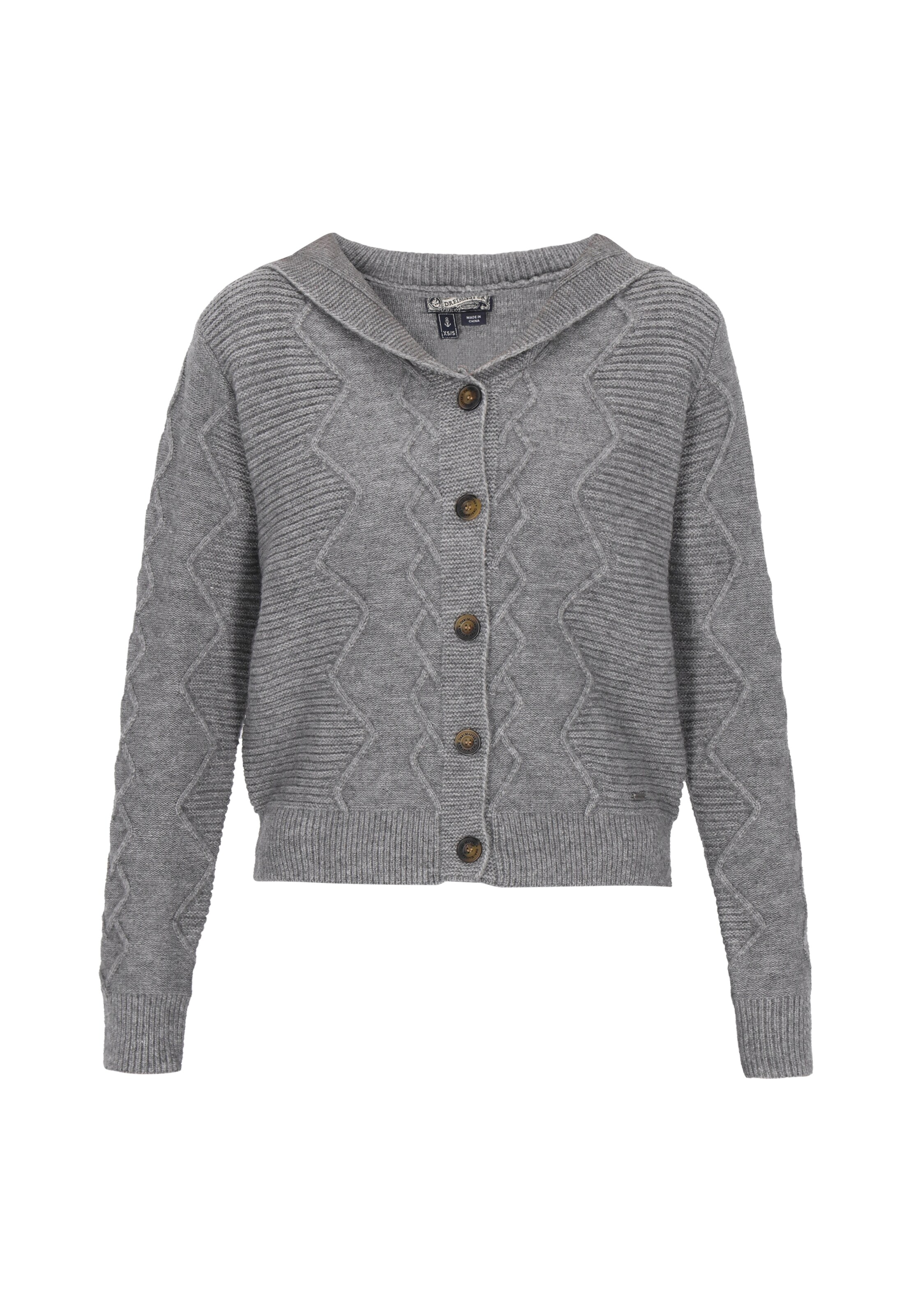 DreiMaster Vintage Knit Cardigan in Grey: front