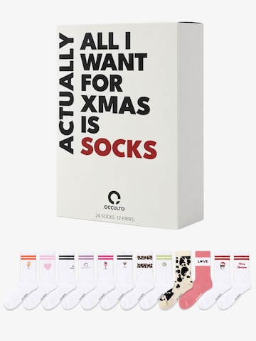 Occulto Socken 'Calendar'‌‌‌‌‌ in Weiß: Vorderseite