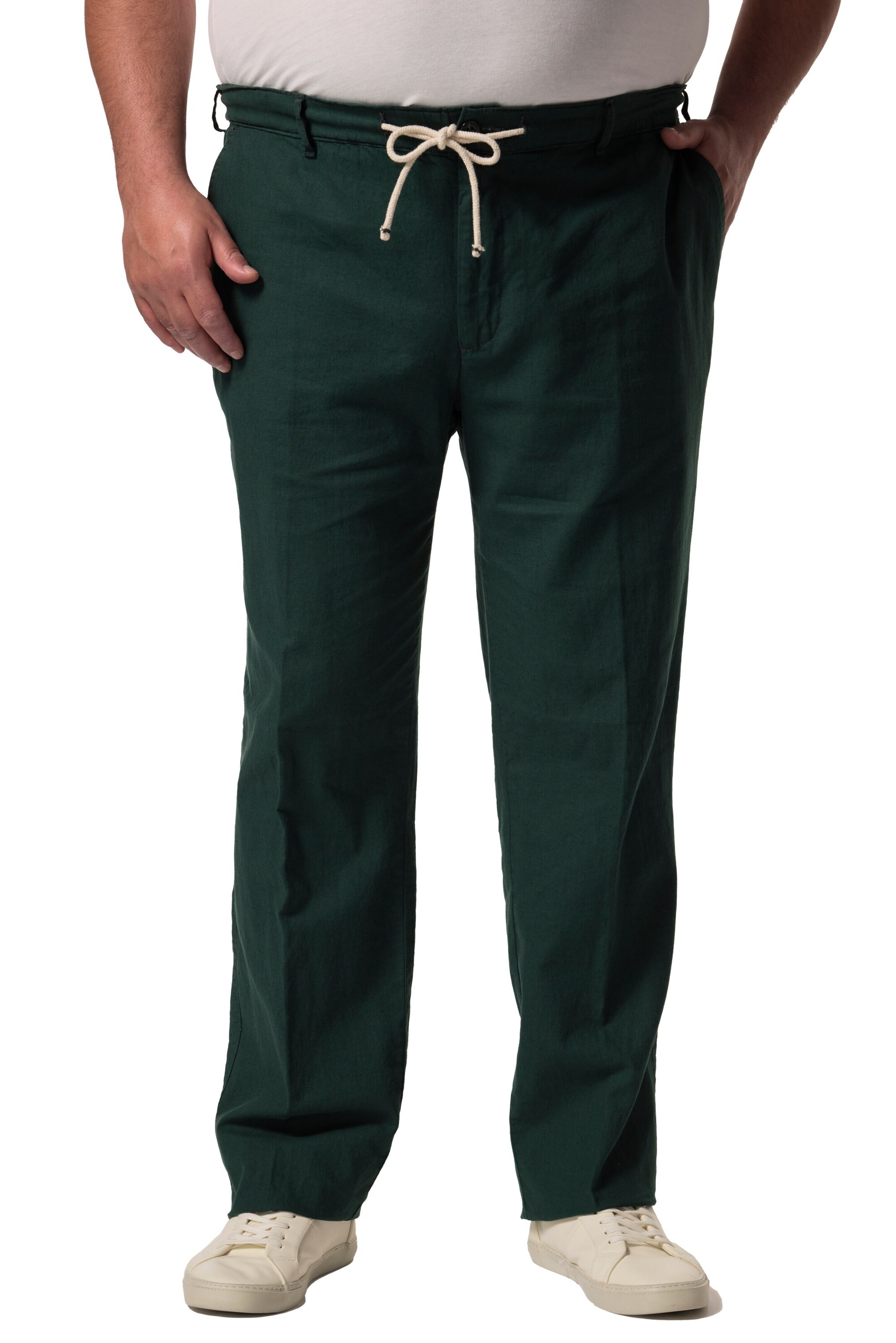 Men Plus Regular Pants in Green: front