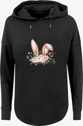 F4NT4STIC Sweatshirt 'Blumen Osterhasen Ohren Dekor' in Black: front