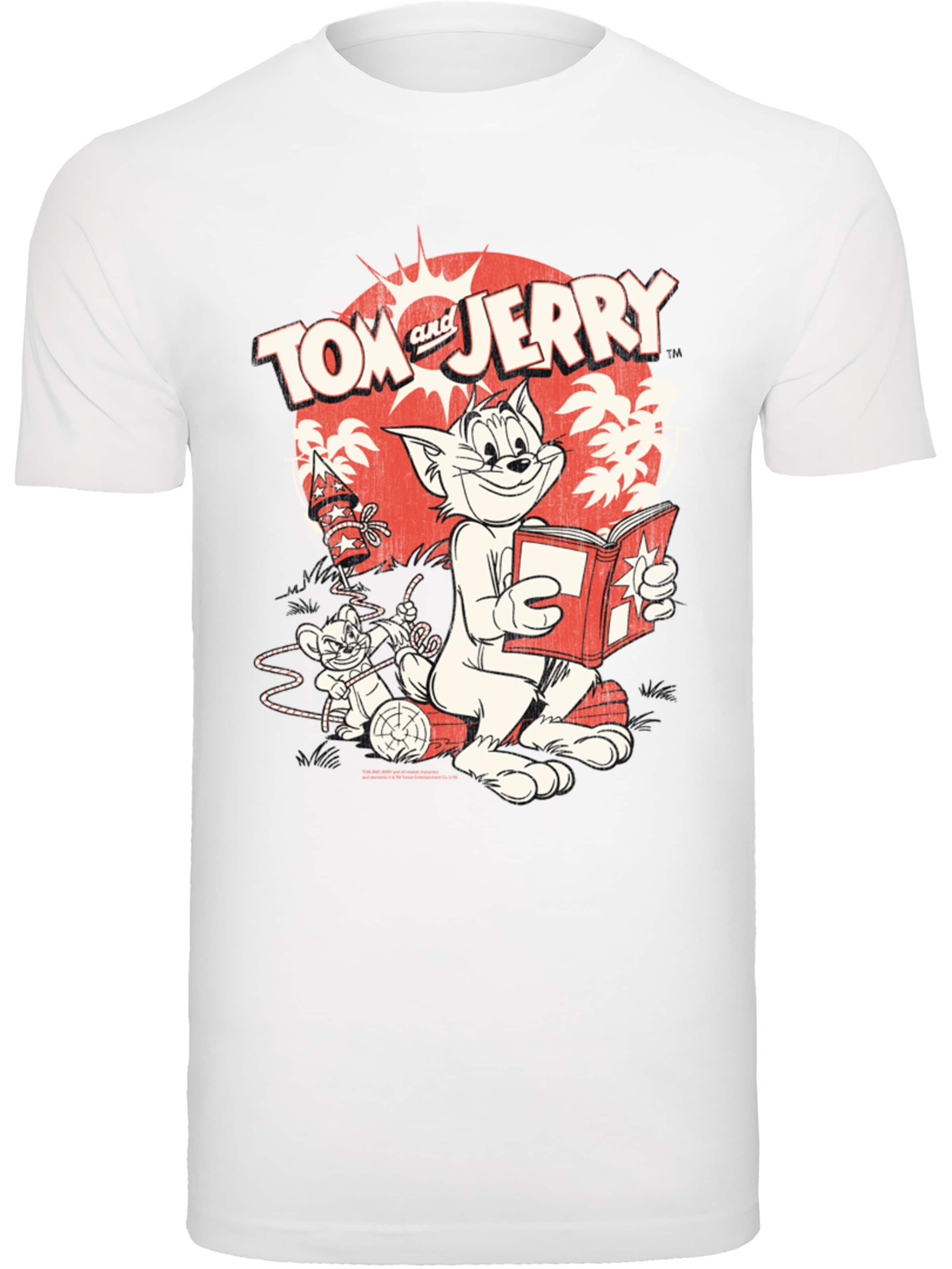 T-Shirt 'Tom und Jerry Rocket Prank' F4NT4STIC en blanc : devant