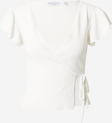BRAVE SOUL Gebreid vest in Wit: voorkant