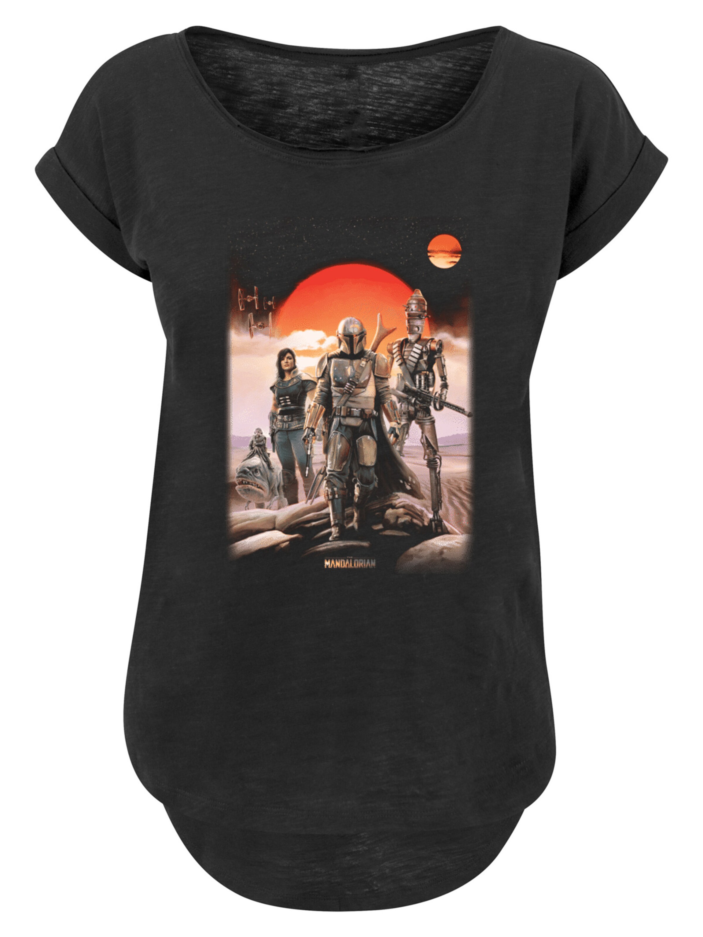 F4NT4STIC T-Shirt 'Star Wars The Mandalorian Warriors' in mokka / orange / rot / schwarz, Produktansicht