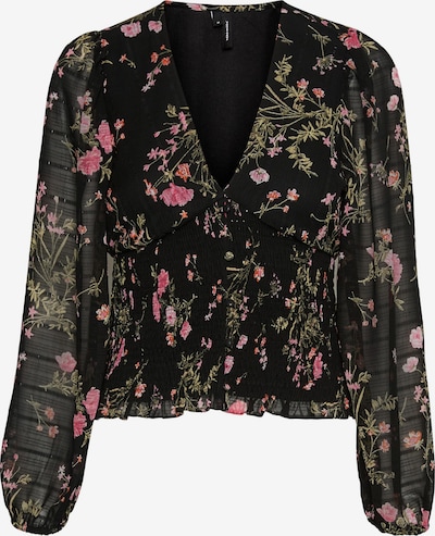 VERO MODA Bluse 'Rosa' in grün / rosa / schwarz, Produktansicht