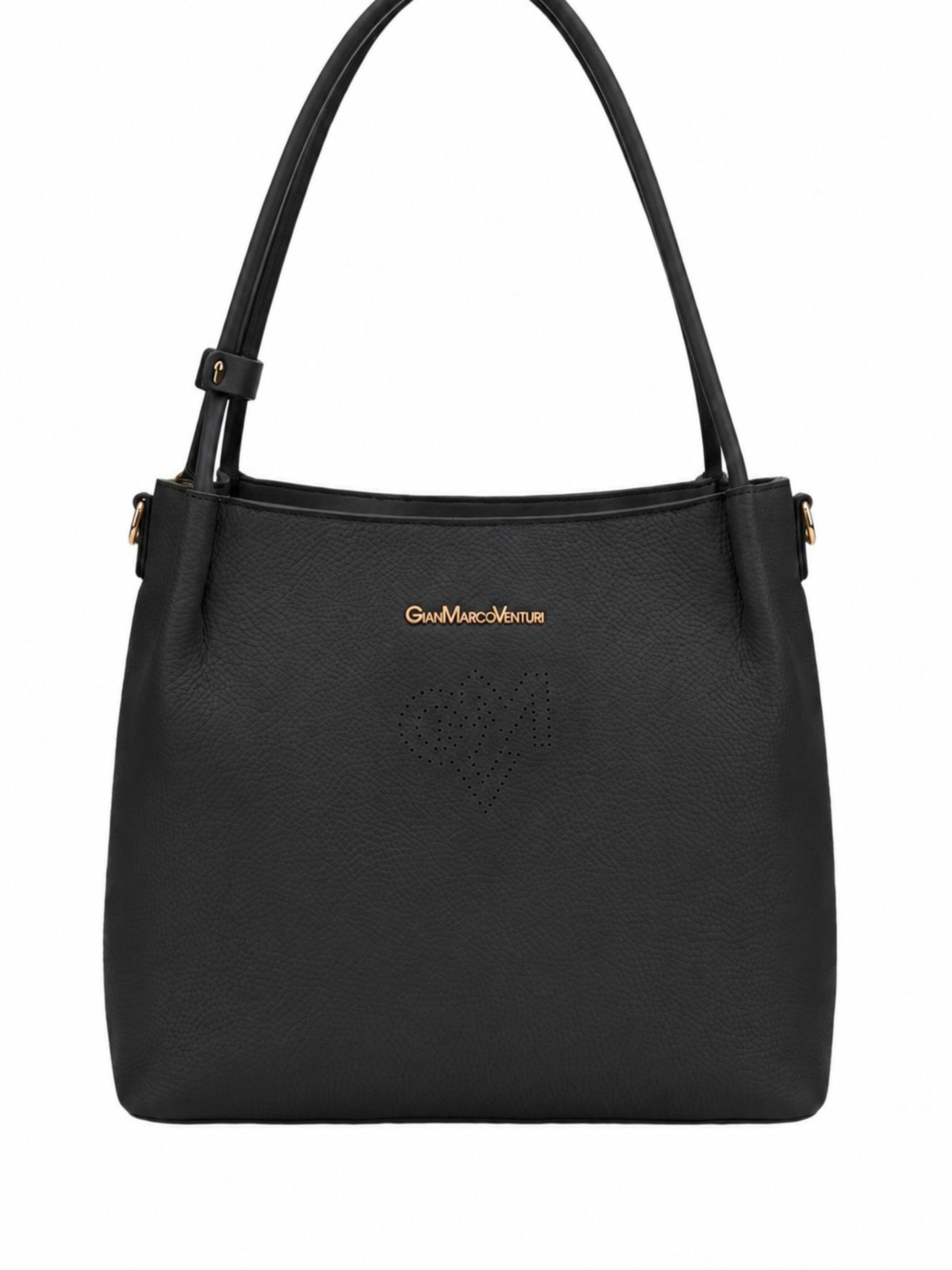Borsa a spalla 'Borsa a Spalla Gianmarco Venturi PVC con Cuore Strass' di GianMarco Venturi in nero: frontale