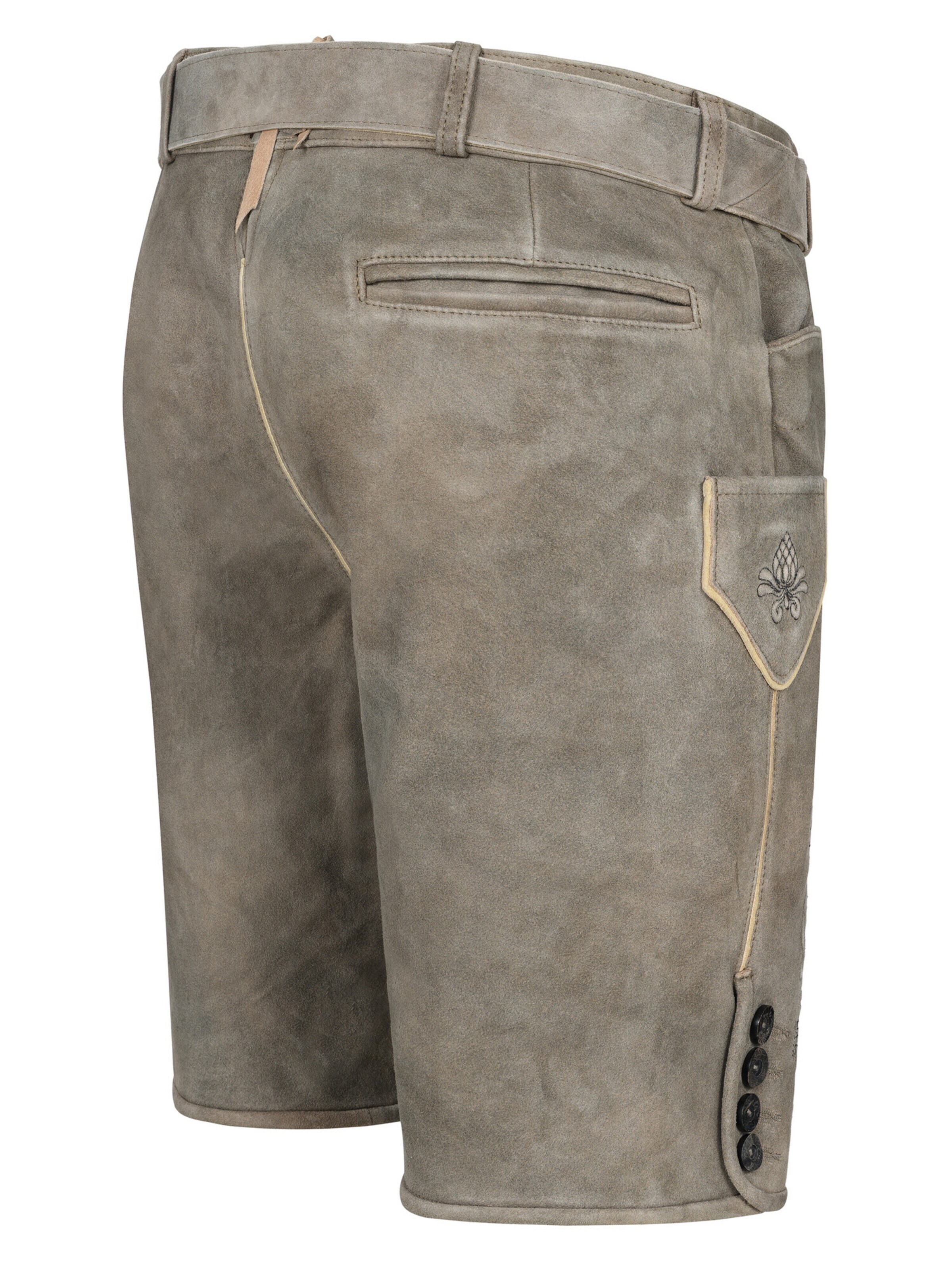 Trachtenhof Nübler Regular Traditional Pants 'Lederhose kurz Flavi' in Brown