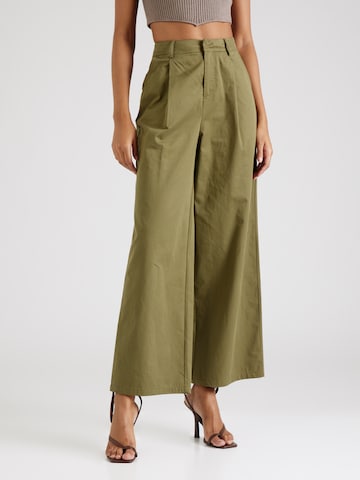 Dorothy Perkins Wide leg Pleat-Front Pants in Green: front