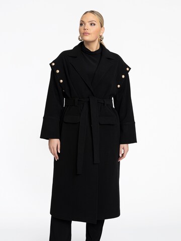 YOEK Between-seasons coat in Black: front