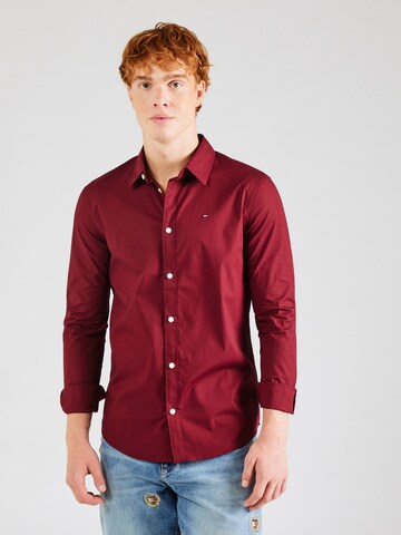 Tommy Jeans Slim fit Button Up Shirt in Purple: front