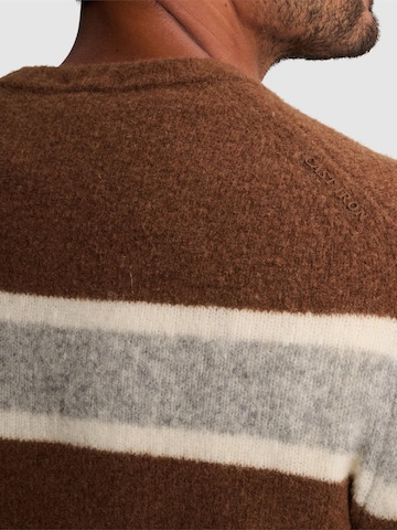 CAST IRON Pullover 'Pullover with crewneck and stripe pattern' i brun