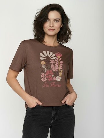 GREENBOMB Shirt ' Nova Les Fleurs ' in Bruin: voorkant