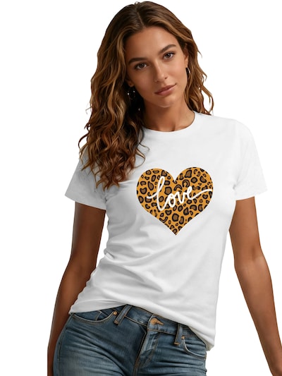 GORHEY Shirt 'Women's Casual Cotton Summer Short-Sleeve Basic shirt with Leopard Print'‌ in weiß, Produktansicht