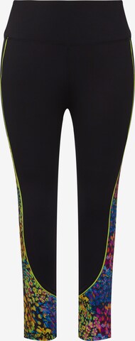 Ulla Popken Skinny Workout Pants in Black: front