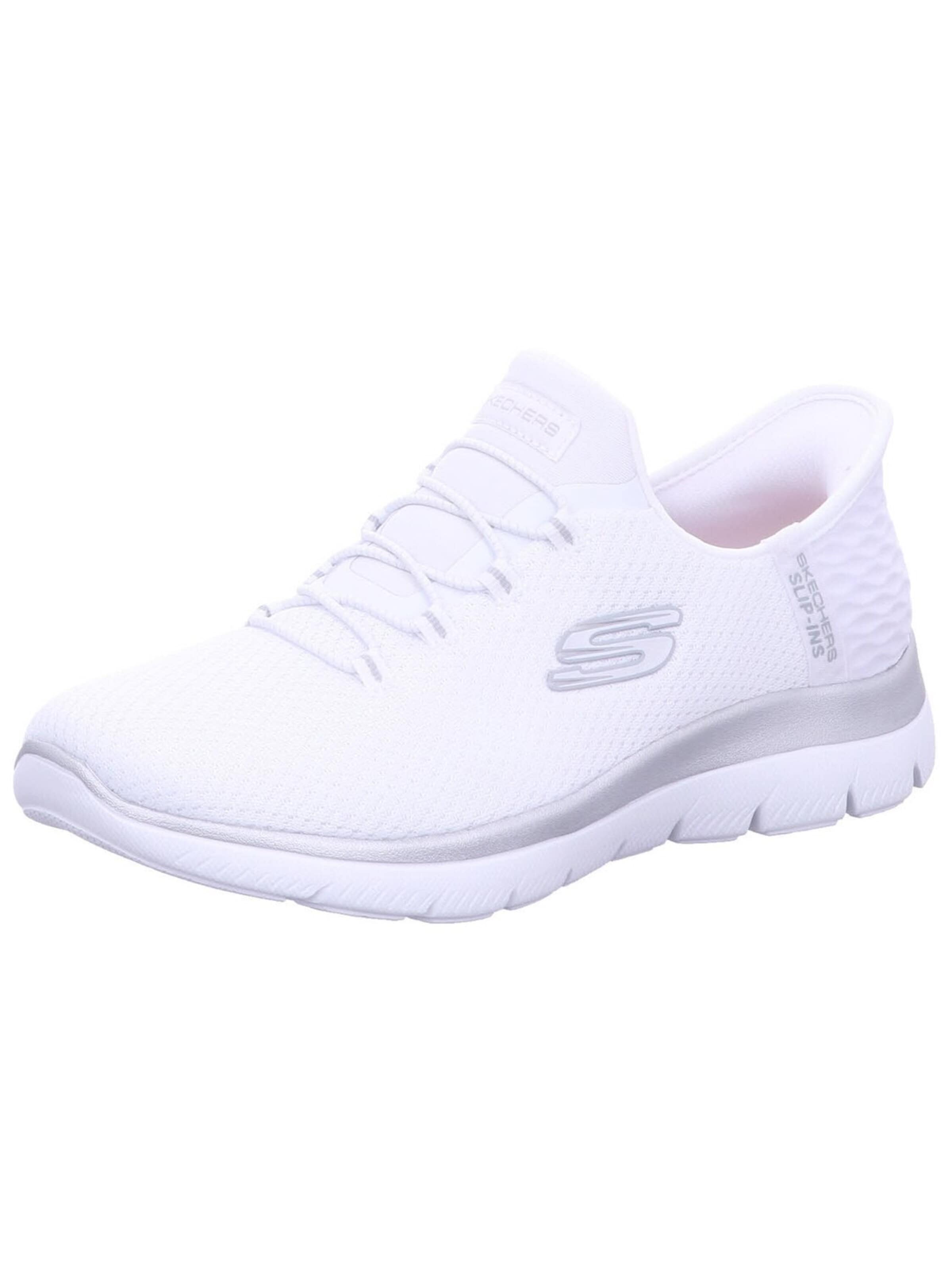 SKECHERS Låg sneaker 'Slipper Damen 150123 WSL Textil in weiß' i vit: framsida