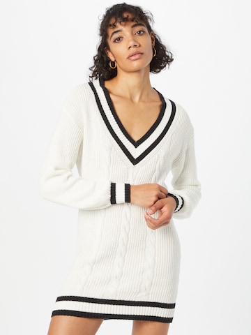 HOLLISTER Knitted dress 'VARSITY' in White: front