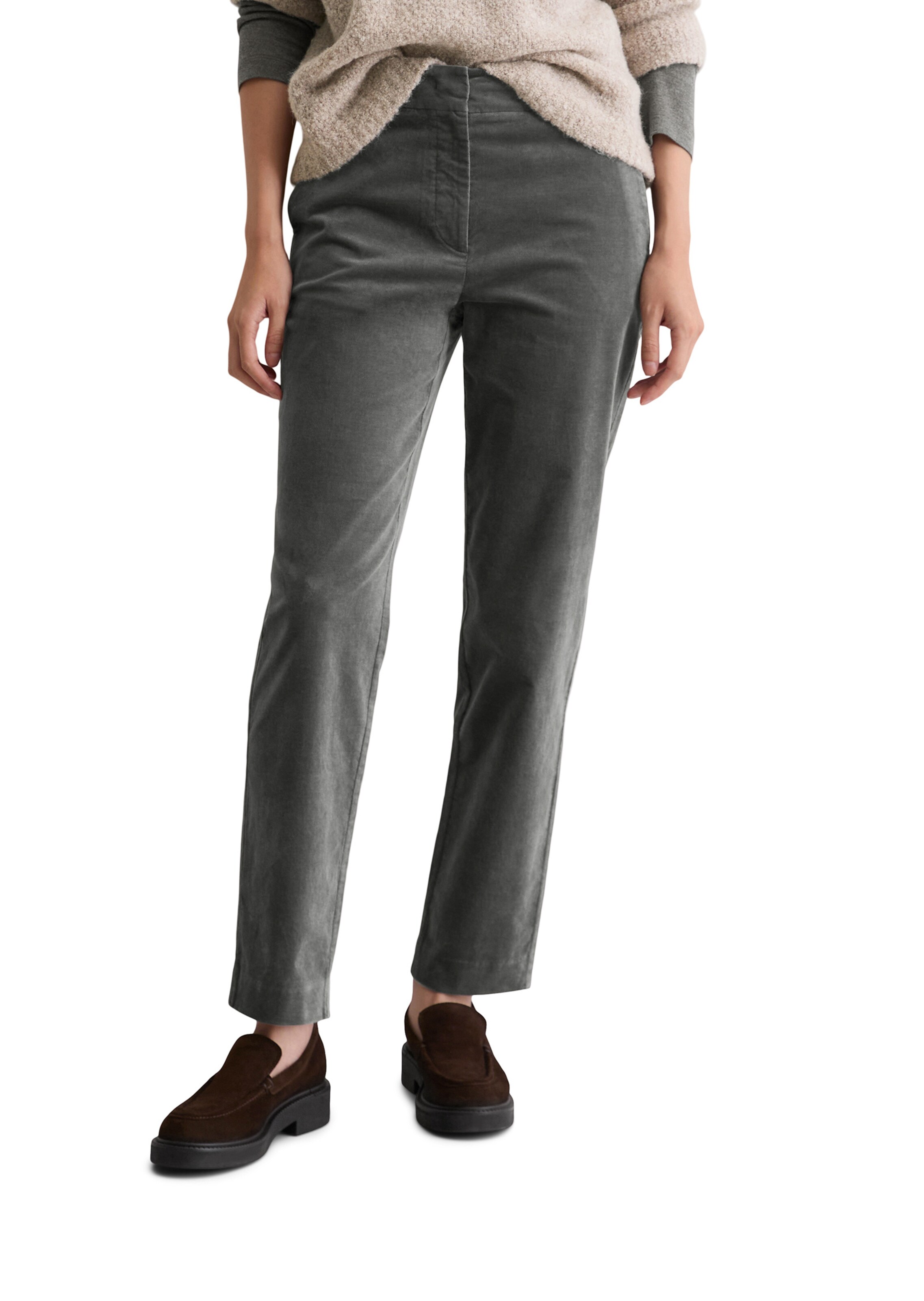 Marc O'Polo Tapered Broek in Grijs: voorkant