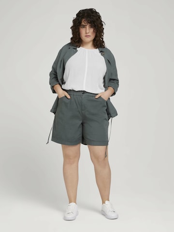 Tom Tailor Women + Loosefit Kalhoty – zelená