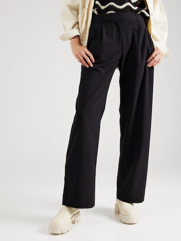 WEEKDAY Wide leg Pleat-front trousers in Black: front