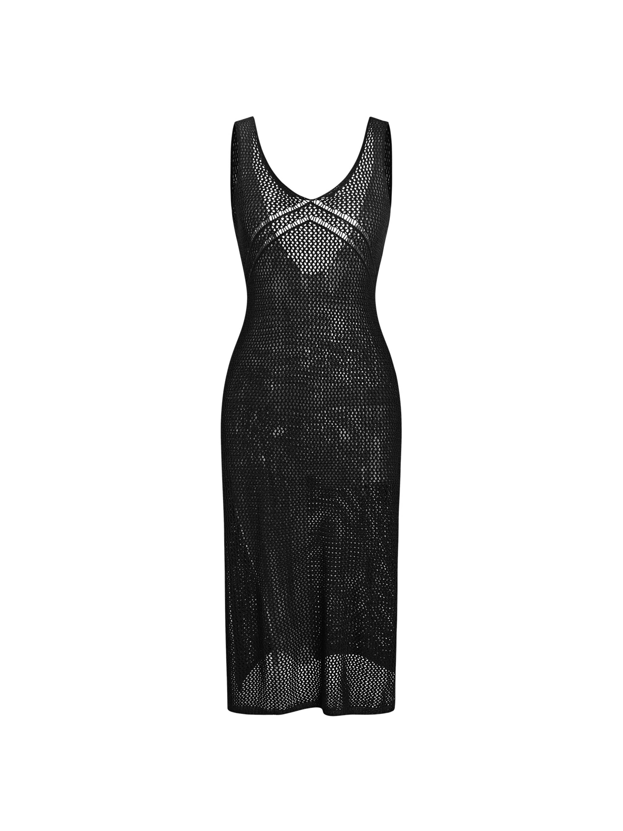 Cupshe Beach Dress in Black: front