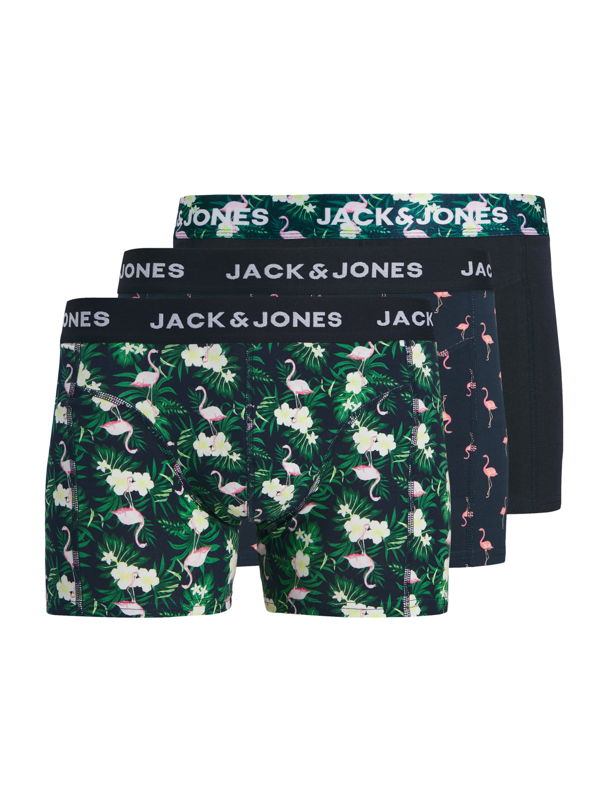 JACK & JONES Boxershorts 'JACFLAMINGO' in Zwart: voorkant