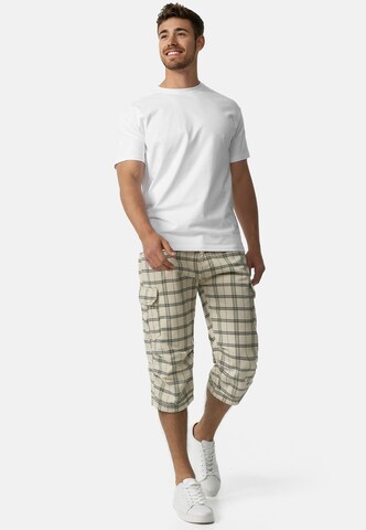 INDICODE JEANS Regular Cargo Pants 'Nicolas Check' in Beige