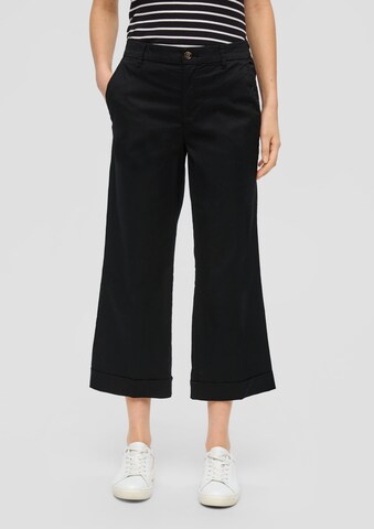 s.Oliver Wide leg Pleated Pants in Black: front