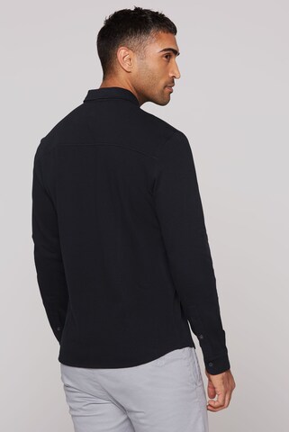 CMPD Slim Fit Langarmhemd aus strukturiertem Jersey in Blau