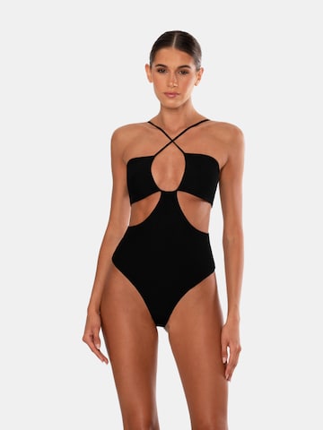 OW Collection Shirt bodysuit 'GABI' in Black: front