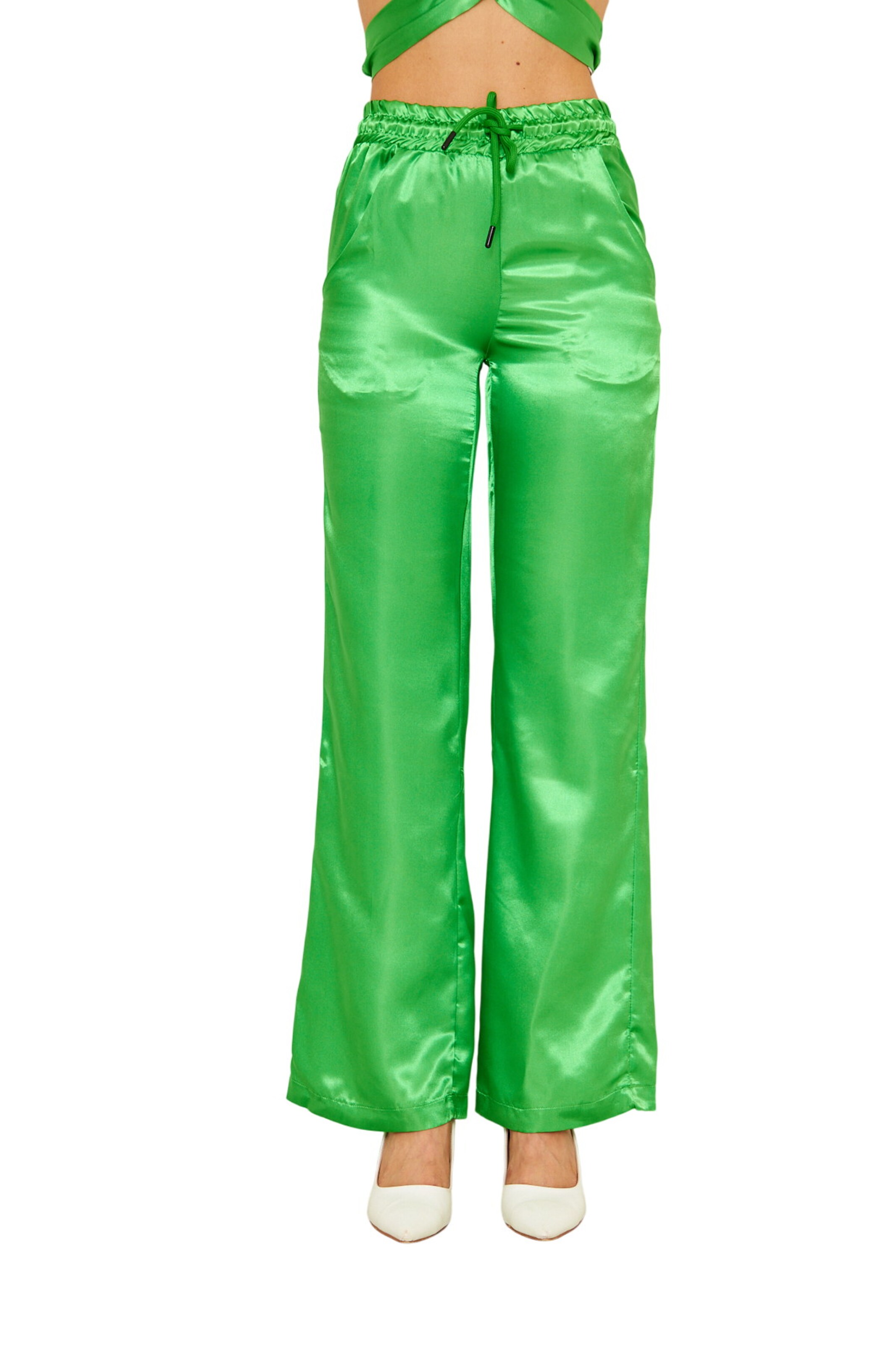 WOMAN VISION Wide Leg Hose in Grün: Vorderseite